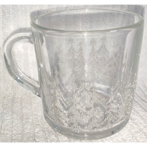 Vintage Libbey Glass Frosty Pines textured Whiskey, Coffee Mug excellent cond. - Picture 11 of 14